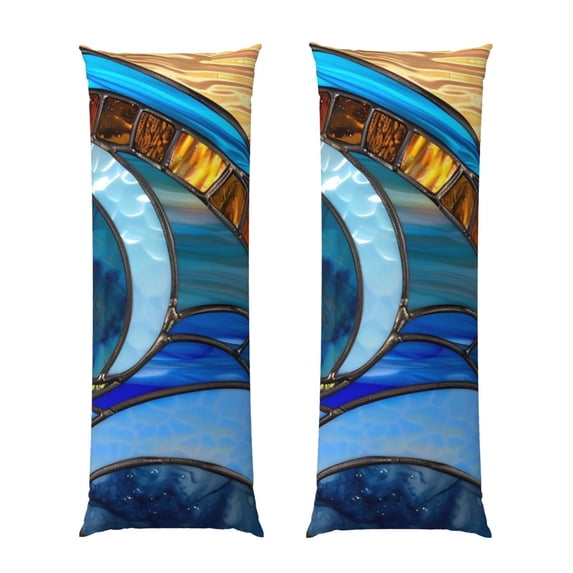 Lsque Stained Glass Ocean Wave Body Pillow Case Cover,Ultra-Soft Microfiber Bed Pillow Cases 20x54 inches,Elegant Bedding,Breathable Durable Pillow Cover with Envelope Closure