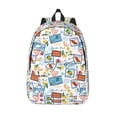thumbnail image 1 of Lsque Stamp Pattern Canvas Daypack, Durable Backpack, High-quality Versatile Backpack,Vintage Compact Backpack-Small, 1 of 6