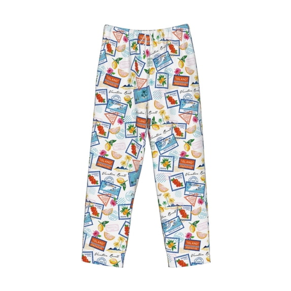 Lsque Stamp Print Men's Pajama Pants, Lounge Pant - Comfortable Home Wear,Elastic Waistband, Stylish Design-XX-Large