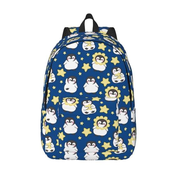 Lsque Star Penguin Pattern Canvas Daypack, Durable Backpack, High-quality Versatile Backpack,Vintage Compact Backpack-Medium