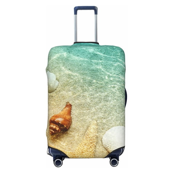 Lsque Starfish And Seashell On The Beach Printed Luggage Cover, Travel Luggage Protector,Scratch and Dirt Resistant, Fits 18-32 Inch Luggage - X-Large
