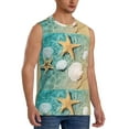 thumbnail image 1 of Lsque Starfish And Seashell Print Men's Cotton Blend Sleeveless Muscle Shirts (S-3XL)- Moisture Wicking, Odor Protection, UPF 30+,Large, 1 of 8