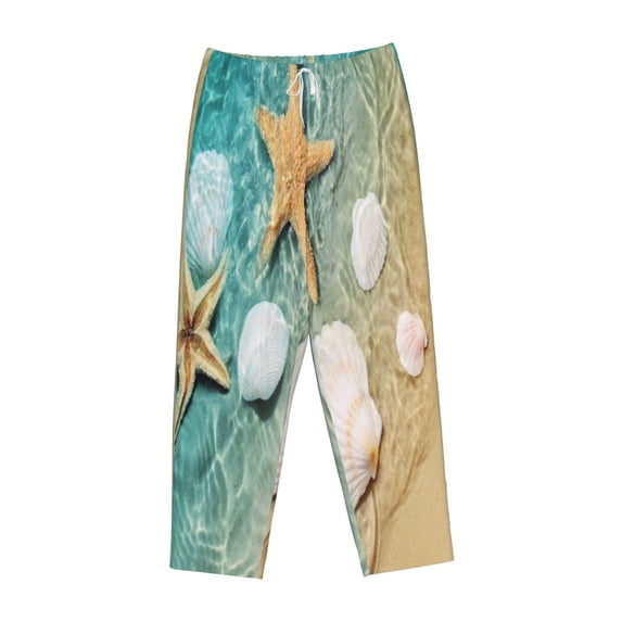 Lsque Starfish And Seashell Print Women's Pajama Pants, Lounge Pant - Comfortable Home Wear,Elastic Waistband, Stylish Design-Medium