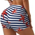 thumbnail image 1 of Lsque Starfish Navy Blue Stripe Pattern High Waisted Biker Shorts for Women-Tummy Control Fitness Athletic Workout Running Yoga Gym Shorts,Moisture-Wicking-, 1 of 9
