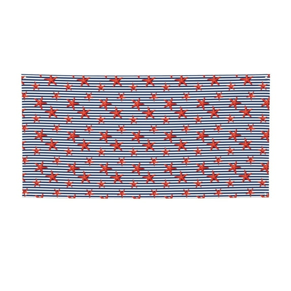 Lsque Starfish Navy Blue Stripe Pattern Party Banner, Festive Banner , Holiday Celebrations and Events for Carnival Birthday Party Festival Decorations-Small