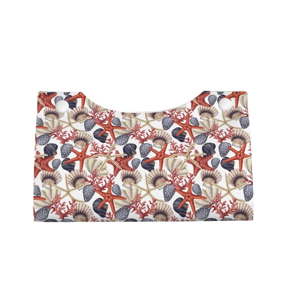 Lsque Starfish Shell Printed Long Tissue Box Cover Holder, Facial Paper Organizer Dispenser,Triangle with Bottom Belt, PVC Leather Decorative Organizer