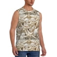 thumbnail image 1 of Lsque Starfish and Sea Shells Print Men's Cotton Blend Sleeveless Muscle Shirts (S-3XL)- Moisture Wicking, Odor Protection, UPF 30+,Large, 1 of 8