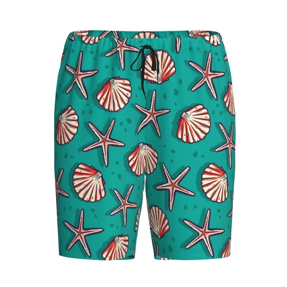 Lsque Starfish and Shell Mens Sleep Pajama Shorts,Short Pajama Pants, Cotton Ultra-Soft Knit-Medium