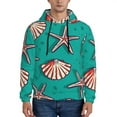 thumbnail image 1 of Lsque Starfish and Shell Pattern Casual Men's Hoodie,Hooded Sweatshirt with Kangaroo Pocket,Pullover Hoodie-Small, 1 of 7