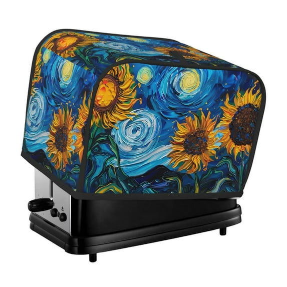 Lsque Starry Night Sunflower Field Print 2 Slice Toaster Cover , Kitchen Appliance Dustproof Protector , Toaster Protector Dustproof Kitchen Appliance Cover