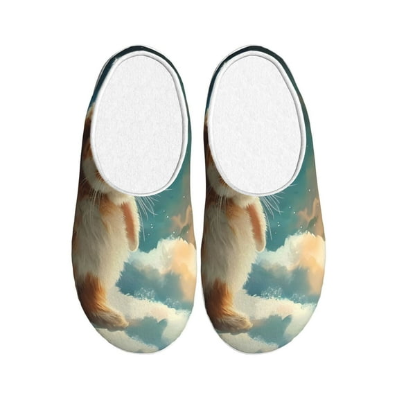 Lsque Starry Sky Cloud Cute Rabbit Pattern Womens Comfort Cotton on Scuff With Memory Foam and Anti-skid Sole Slipper-42/43
