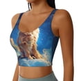thumbnail image 1 of Lsque Starry Sky Cloud Dog Printed Women'S Sports Bra, Compression, Moisture Wicking, High-Impact Sports Bra For Women,Supportive sports bra-Large, 1 of 9