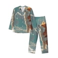 thumbnail image 1 of Lsque Starry Sky Cloud Fox Pattern Long Sleeve Pajama Set for Men - Soft 2-Piece Sleepwear and Loungewear Set with Pockets, Comfy Nightwear-Large, 1 of 7