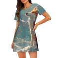 thumbnail image 1 of Lsque Starry Sky Cloud Fox Pattern Nightgowns for Women Sleep Shirts Short Sleeve Nightshirt Pullover Nightdress Soft Sleepwear Relaxed Fit Nightdress, 1 of 6