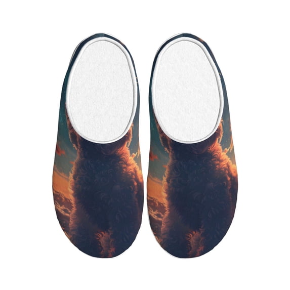 Lsque Starry Sky Cloud Puppy Pattern Womens Comfort Cotton on Scuff With Memory Foam and Anti-skid Sole Slipper-40/41