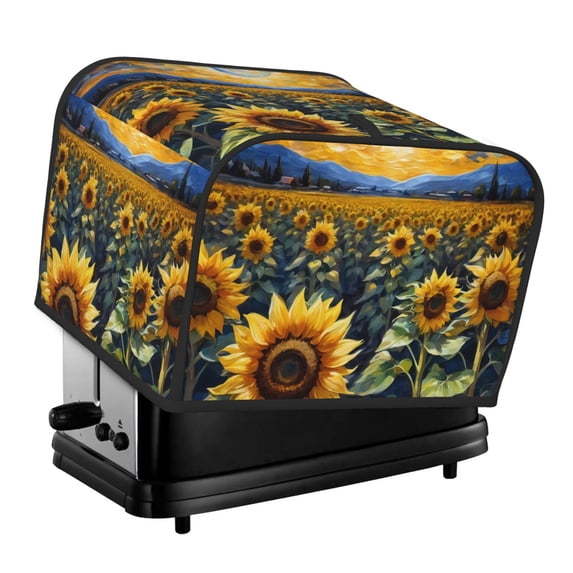 Lsque Starry Sky Moon Sunflower Print 4 Slice Toaster Cover , Kitchen Appliance Dustproof Protector , Toaster Protector Dustproof Kitchen Appliance Cover