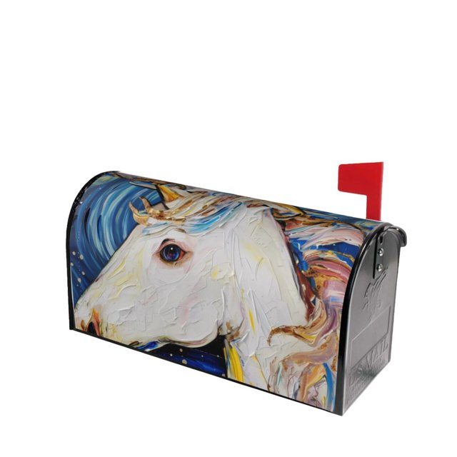 Lsque Starry White Horse Mailbox Cover Standard Size Mailbox
