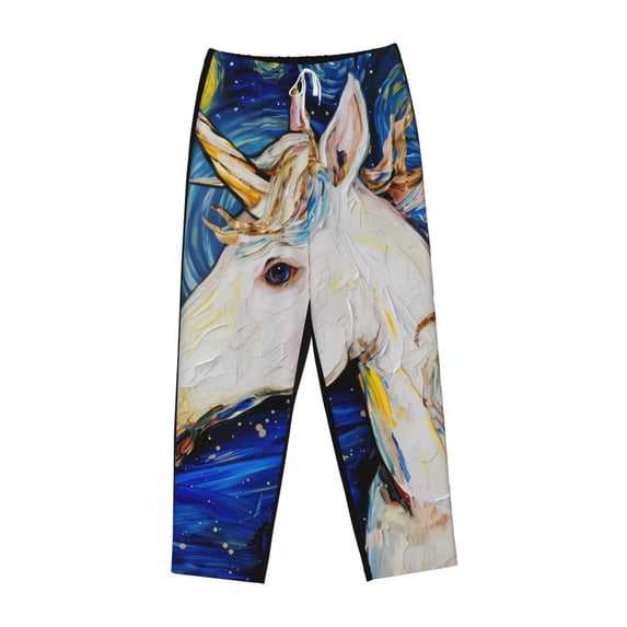 Lsque Starry White Horse Print Women's Pajama Pants, Lounge Pant - Comfortable Home Wear,Elastic Waistband, Stylish Design-XX-Large