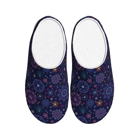 Lsque Stars And Gradient Colorful Snowflakes Pattern Womens Comfort Cotton on Scuff With Memory Foam and Anti-skid Sole Slipper-35/36