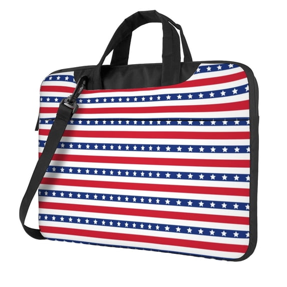 Lsque Stars And Stripes Pattern Laptop Bag – Portable & Slim Single-Shoulder Computer Case with Adjustable Strap, Protective, Lightweight for 13”/14”/15.6” Laptops