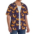 thumbnail image 1 of Lsque Stars and Fox Cute print Men's Cuban Collar Short Sleeve Shirt Summer Beachwear Casual Button Down Fashionable Vacation Leisure Shirt-X-Large, 1 of 7