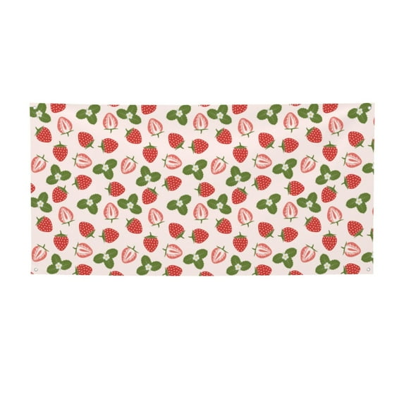 Lsque Strawberries And Leaf Pattern Party Banner, Festive Banner , Holiday Celebrations and Events for Carnival Birthday Party Festival Decorations-Medium