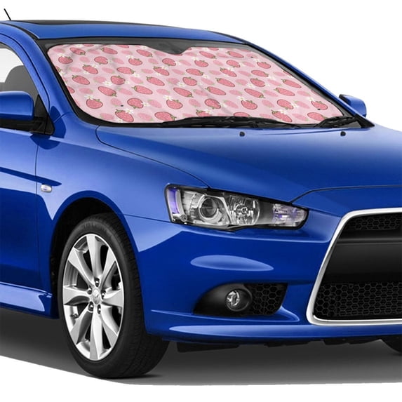 Lsque Strawberries Car Windshield Sun Shade | Accordion Folding Style Auto Shade for Car Truck SUV Van | Blocks UV Rays Sun Visor Protector | Small