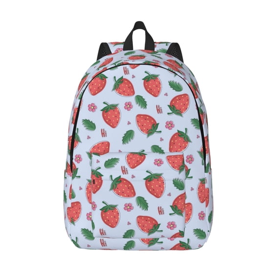 Lsque Strawberries Pattern Canvas Daypack, Durable Backpack, High-quality Versatile Backpack,Vintage Compact Backpack-Small