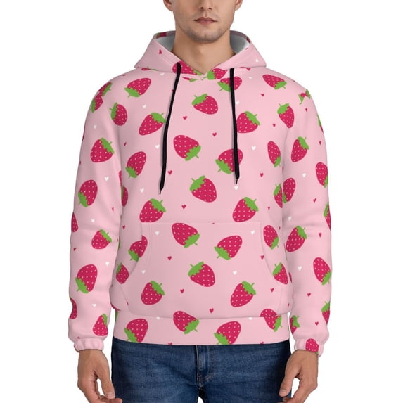 Lsque Strawberries Pattern Casual Men's Hoodie,Hooded Sweatshirt with Kangaroo Pocket,Pullover Hoodie-XX-Large