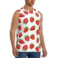 thumbnail image 1 of Lsque Strawberries Print Men's Cotton Blend Sleeveless Muscle Shirts (S-3XL)- Moisture Wicking, Odor Protection, UPF 30+,XX-Large, 1 of 8