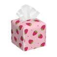 thumbnail image 1 of Lsque Strawberries Printed Tissue Box Cover Holder, Facial Paper Organizer Dispenser,Square with Bottom Belt, PVC Leather Decorative Organizer, 1 of 8