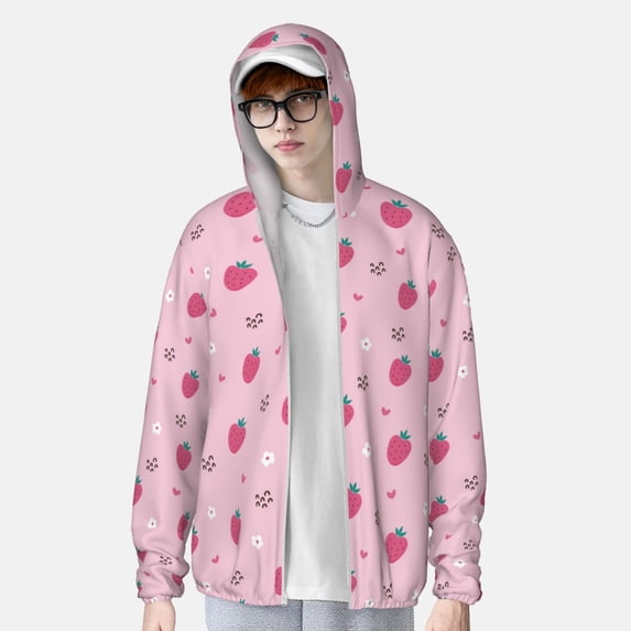 Lsque Strawberries UPF 50+ Lightweight Sun Protection Men's Women's Long Sleeve Shirt, Hoodie Performance -Medium