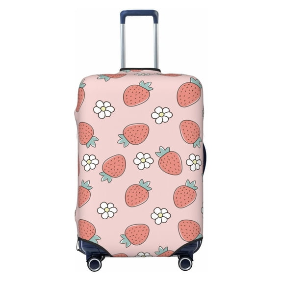 Lsque Strawberry And Flowers Printed Luggage Cover, Travel Luggage Protector,Scratch and Dirt Resistant, Fits 18-32 Inch Luggage - Small