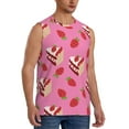 thumbnail image 1 of Lsque Strawberry Cake Print Men's Cotton Blend Sleeveless Muscle Shirts (S-3XL)- Moisture Wicking, Odor Protection, UPF 30+,3X-Large, 1 of 8