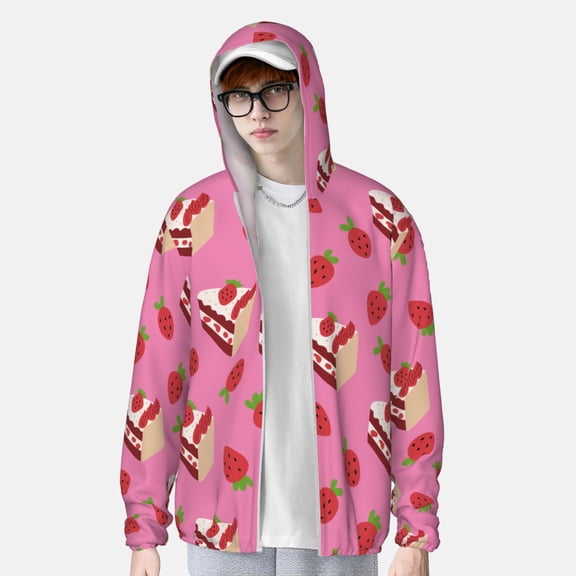 Lsque Strawberry Cake UPF 50 Lightweight Sun Protection Men's Women's Long Sleeve Shirt, Hoodie Performance -X-Large