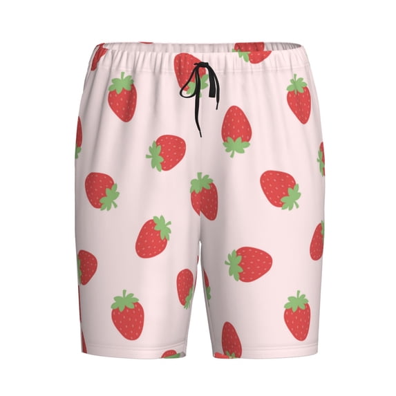 Lsque Strawberry Mens Sleep Pajama Shorts,Short Pajama Pants, Cotton Ultra-Soft Knit-3X-Large