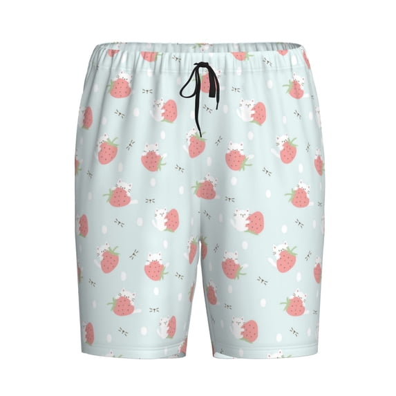 Lsque Strawberry Mens Sleep Pajama Shorts,Short Pajama Pants, Cotton Ultra-Soft Knit-Large