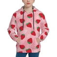 thumbnail image 1 of Lsque Strawberry Patten Youth Hoodie Sweatshirt Pullover with Kangaroo Pocket Boys and Girls Hoodie Warm Hoodie for Kids-Large, 1 of 6