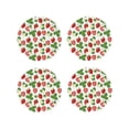 thumbnail image 1 of Lsque Strawberry Pattern 4" Drink Coasters Set of 4, PVC Leather Absorbent Coasters, Table Coaster Set Decorative Coffee Cup Coasters Housewarming Gift -Round Shape, 1 of 6