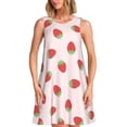 thumbnail image 1 of Lsque Strawberry Pattern Summer Dresses for Women – Sleeveless T-Shirt Swing Sundress, Perfect for the Beach and Casual Days, 1 of 7