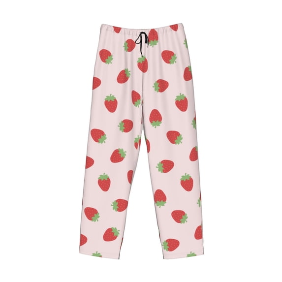 Lsque Strawberry Print Men's Pajama Pants, Lounge Pant - Comfortable Home Wear,Elastic Waistband, Stylish Design-XX-Large