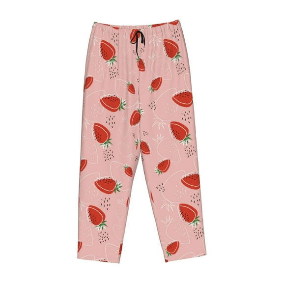 Lsque Strawberry Print Women's Pajama Pants, Lounge Pant - Comfortable Home Wear,Elastic Waistband, Stylish Design-Small