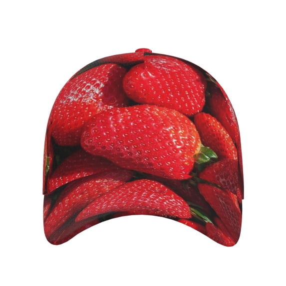 Lsque Strawberry Red Baseball Cap Trucker Low Profile Hat Golf Dad Hat Adjustable Original Classic Unconstructed Plain Cap Men Women