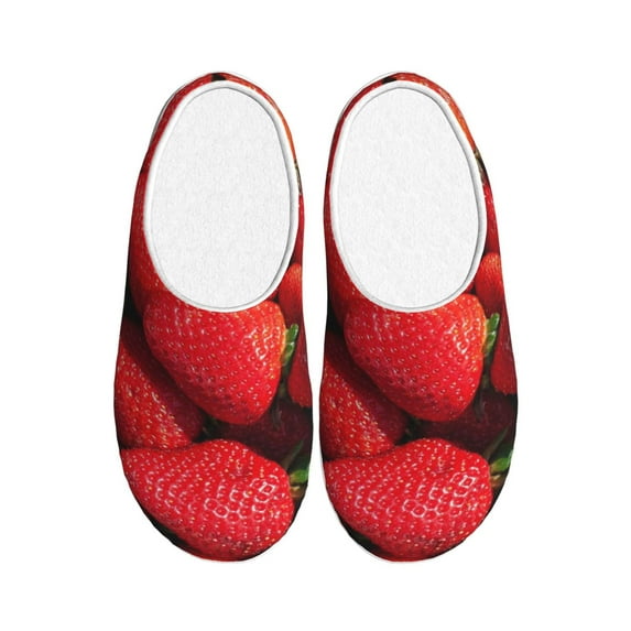 Lsque Strawberry Red Pattern Womens Comfort Cotton on Scuff With Memory Foam and Anti-skid Sole Slipper-44/45