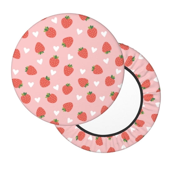 Lsque Strawberry Round Bar chair cushion covers Velvet Fabric Premium Comfort Protects from Scratches and Stains for 14-17 Inch Chair- 13 inch