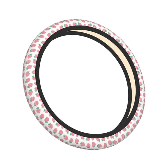 Lsque Strawberry Ultra Soft Car Steering Wheel Cover for Women, Standard 15 inch Size for Truck Van SUV Auto