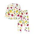 thumbnail image 1 of Lsque Strawberry and Lemon Pattern Long Sleeve Pajama Set for Women - Soft 2-Piece Sleepwear and Loungewear Set with Pockets, Comfy Nightwear-Medium, 1 of 7