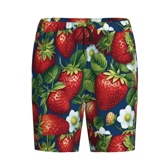 Lsque Strawberry2 Mens Sleep Pajama Shorts,Short Pajama Pants, Cotton Ultra-Soft Knit-Medium