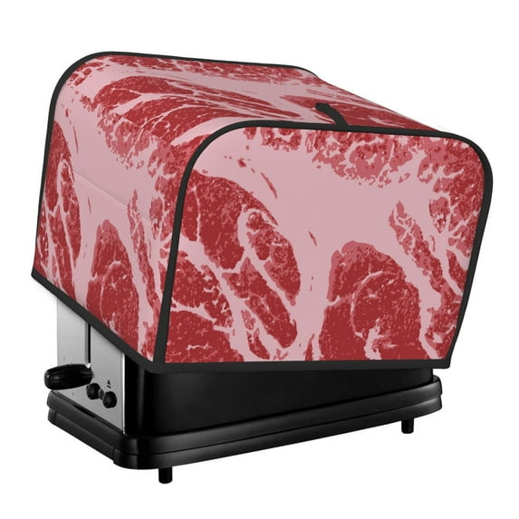 Lsque Striped Meat Print 4 Slice Toaster Cover , Kitchen Appliance Dustproof Protector , Toaster Protector Dustproof Kitchen Appliance Cover