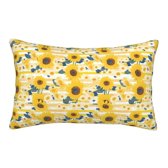 Lsque Striped Sunflower Daisy Pattern Pillow Case – Soft & Cozy Throw Pillow Cover, Hypoallergenic Cushion Case for Sleeping Women with Envelope Closure-14"x20"